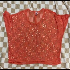 Women's Sequin Embellished Top - Orange